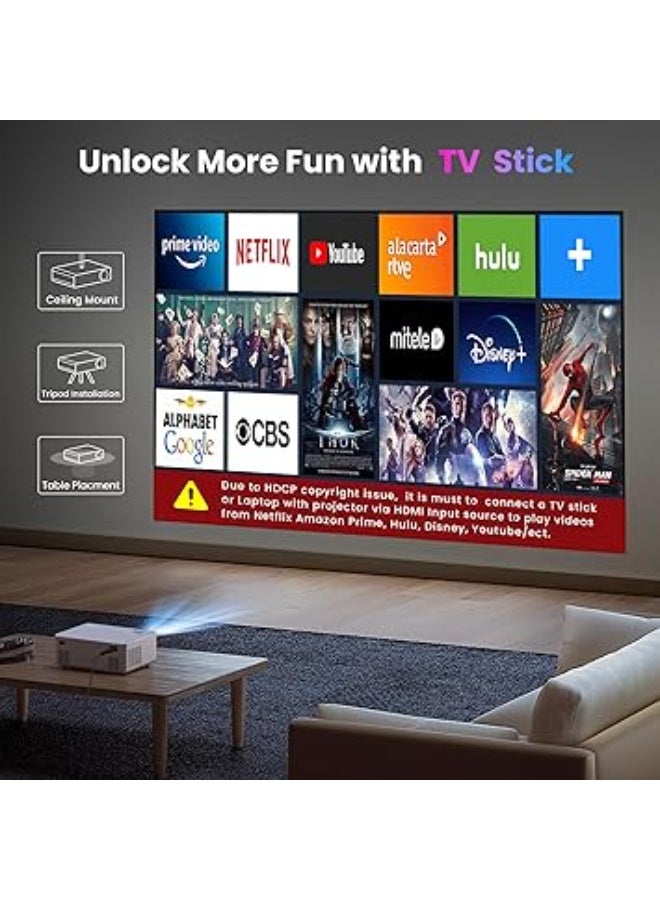 1080P HD WiFi Bluetooth Projector, 5500 Lumens, Portable Movie Projector, Compatible with TV Stick, HDMI, VGA, USB, Laptop, iPhone, Android - Image 5